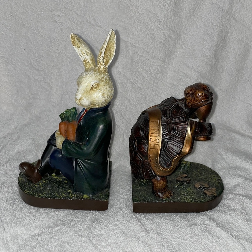 Tortoise & Hare bookends || 🐢🥇🐇🥈